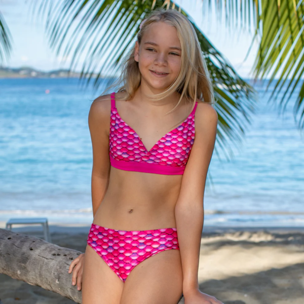 fin fun bikinitop malibu pink voorkant