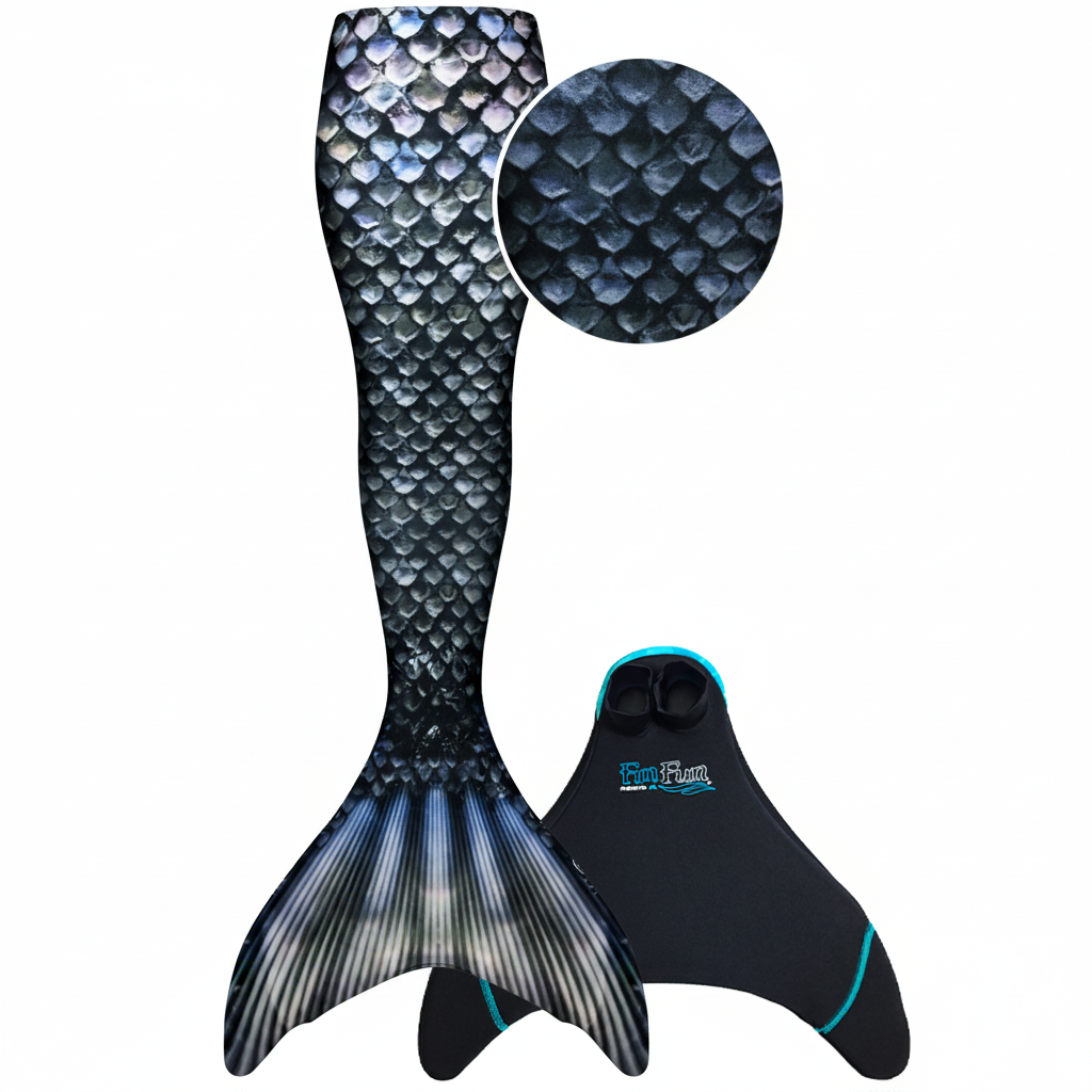 fin fun zeemeerminstaart barracuda black vooraanzicht met monovin