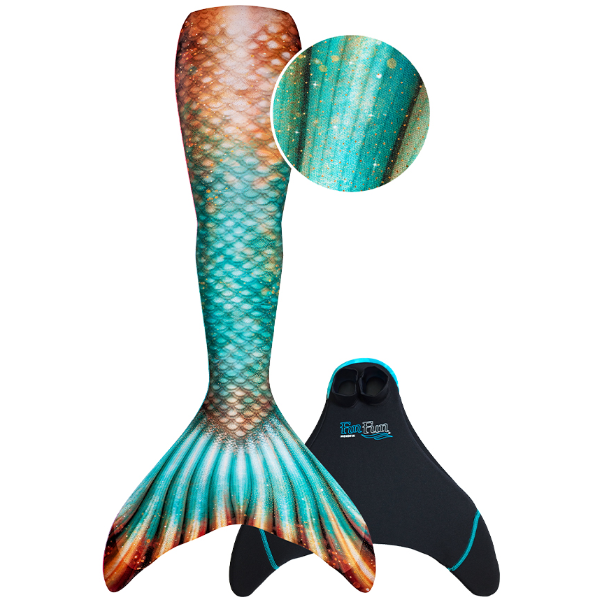 fin fun zeemeerminstaart bronzed emerald vooraanzicht met monovin