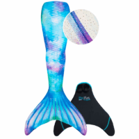 fin fun zeemeerminstaart watercolor waves vooraanzicht met monovin